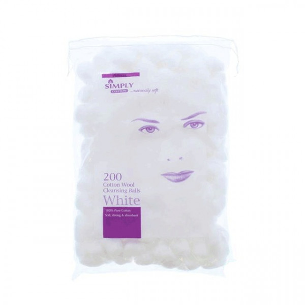 Simply 200 Cotton Wool Cleansing Balls White