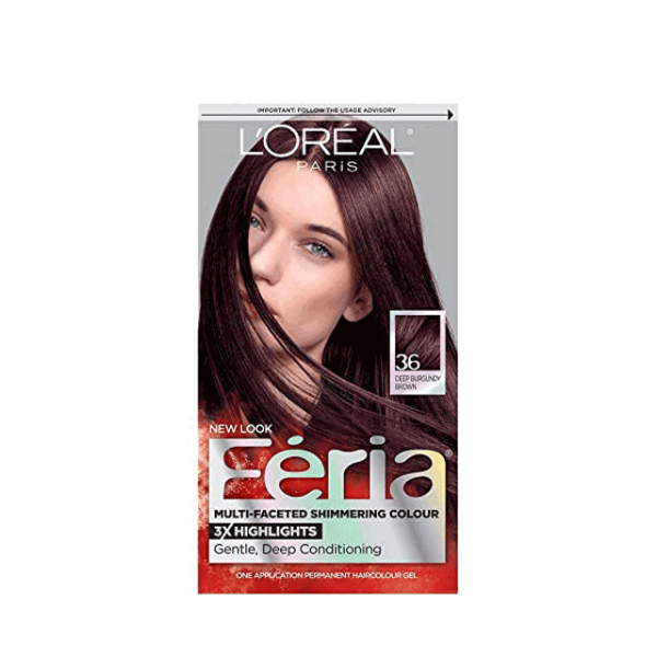 Loreal Feria Multi Faceted Shimmering  Colour- 36 Deep Burgundy Brown